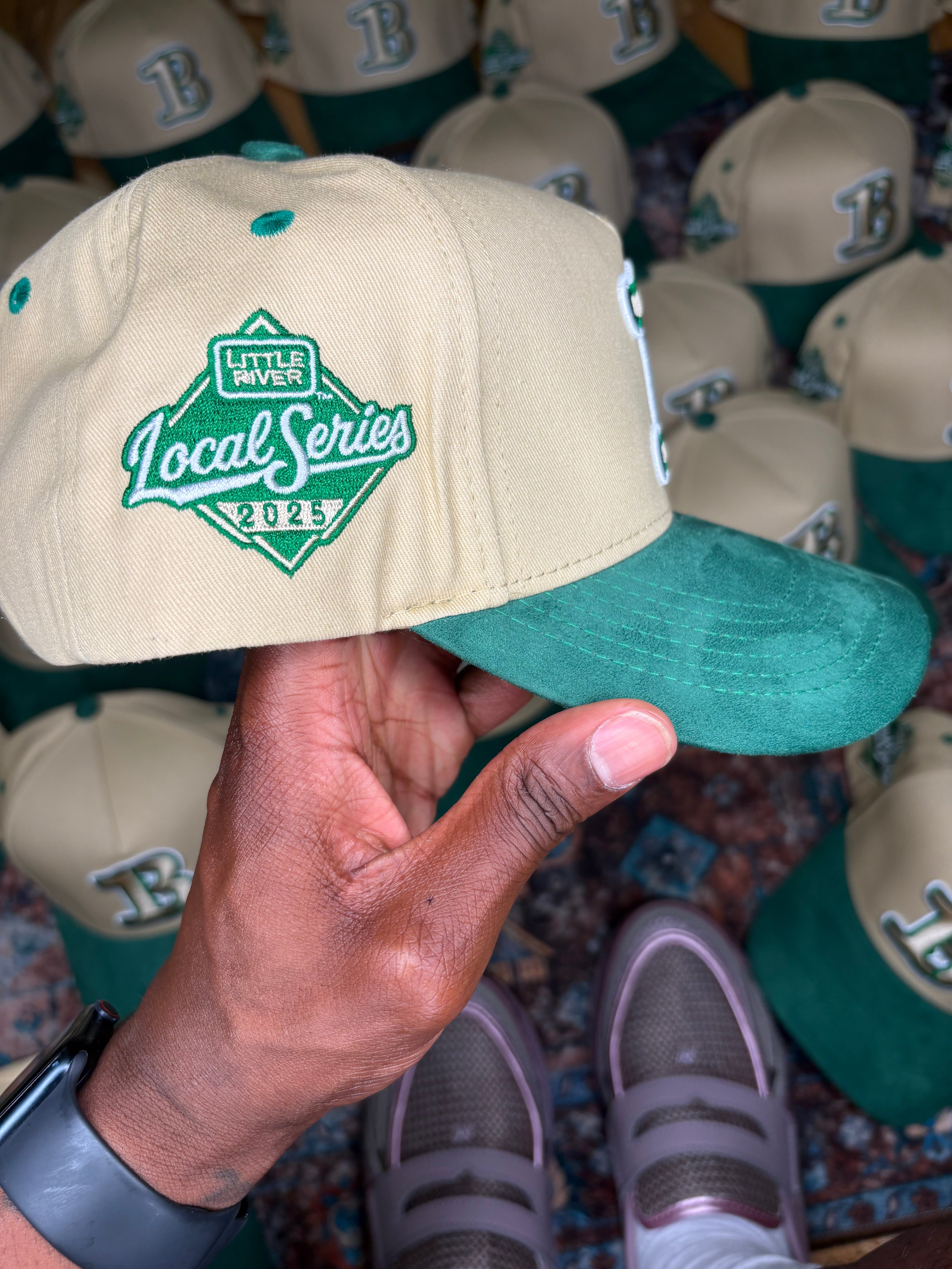 31 Mitt- Tan Cotton Hat With Green Suede Brim