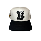 31 Mitt - White & Black Cotton Hat With Vintage Green Under Brim