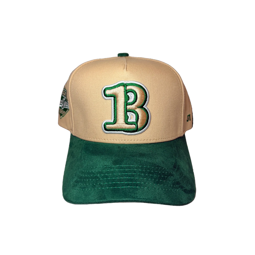 31 Mitt- Tan Cotton Hat With Green Suede Brim